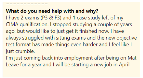 CIMA Coaching student struggles. Why my CIMA Students work with me!