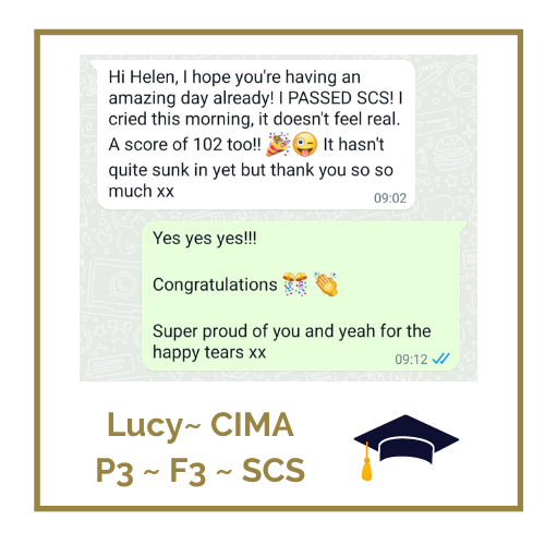cima student f3 p3 scs. client results pass. Why my CIMA Students work with me!